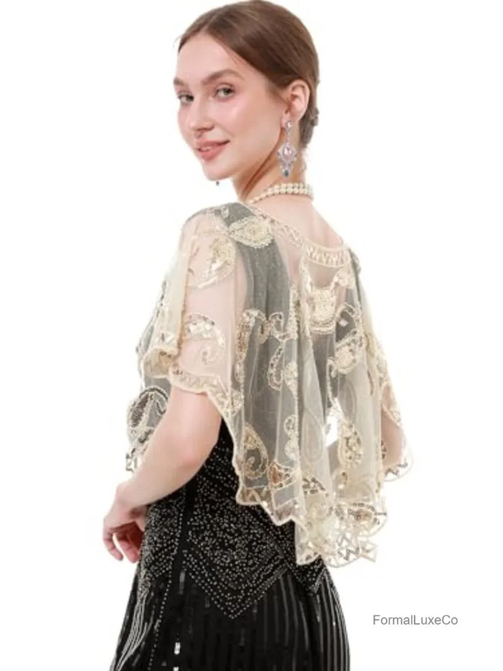 Sequin Flapper Shawl Wrap 1920s Gatsby Party Wedding Scarf
